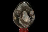 Septarian Dragon Egg Geode - Black Crystals #98886-1